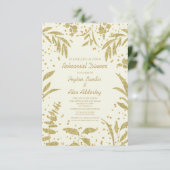 Elegant Gold Leaves Glitter Wedding Rehearings Kaart (Staand voorkant)