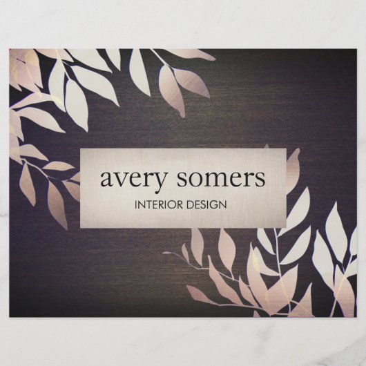 Elegant Gold Leaves Interior Design Wood Natuur 2 Flyer (Voorkant)