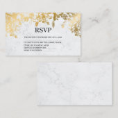 Elegant Gold Leaves Marble Wedding Rsvp Kaart (Voorkant / Achterkant)