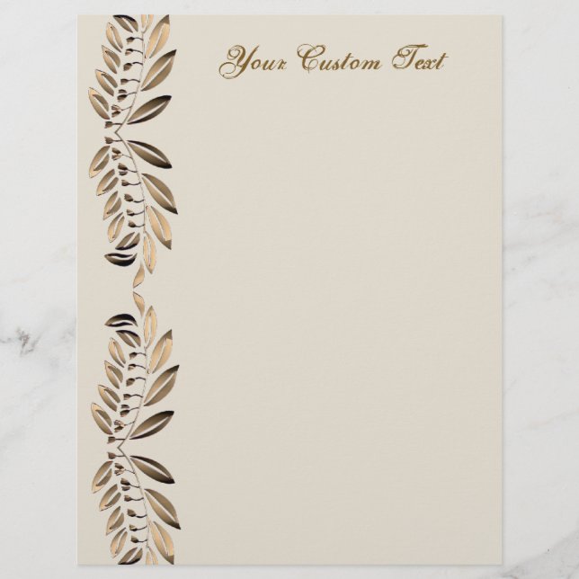 Elegant Gold Leaves on Vines Border Custom Paper (Voorkant)