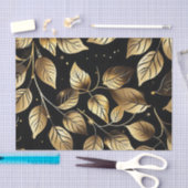 Elegant Gold Leaves op Black Tissuepapier (Craft)