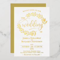Elegant Gold Leaves op White Classy Wedding