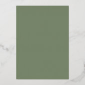 Elegant Gold Leaves over Sage Green Classy Wedding Folie Uitnodiging (Achterkant)