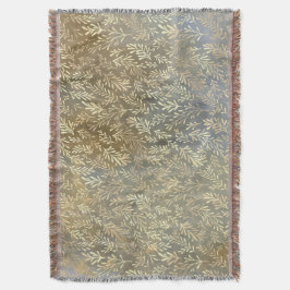 Elegant Gold Leaves Pattern Beige Blue Deken