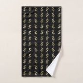 Elegant Gold Leaves Pattern op Black Bad Handdoek (Handdoek)