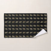 Elegant Gold Leaves Pattern op Black Bad Handdoek (Handdoek)