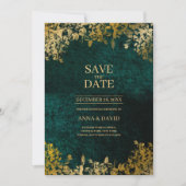 Elegant Gold Leaves Velvet Save the Date Wedding Kaart (Voorkant)