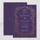 Elegant Gold Leaves Wedding Uitnodiging (Voorkant / Achterkant)