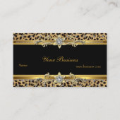 Elegant Gold Leopard Black Elegant Visitekaartje (Voorkant)