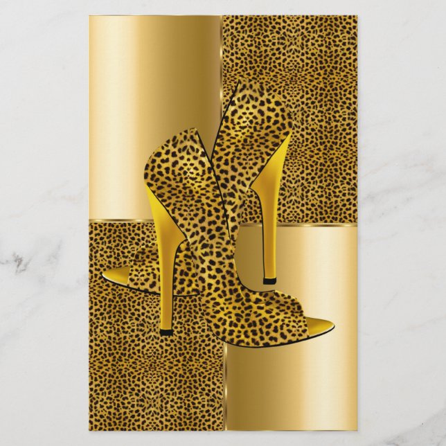 Elegant Gold Leopard High Hielschoen Dier (Voorkant)