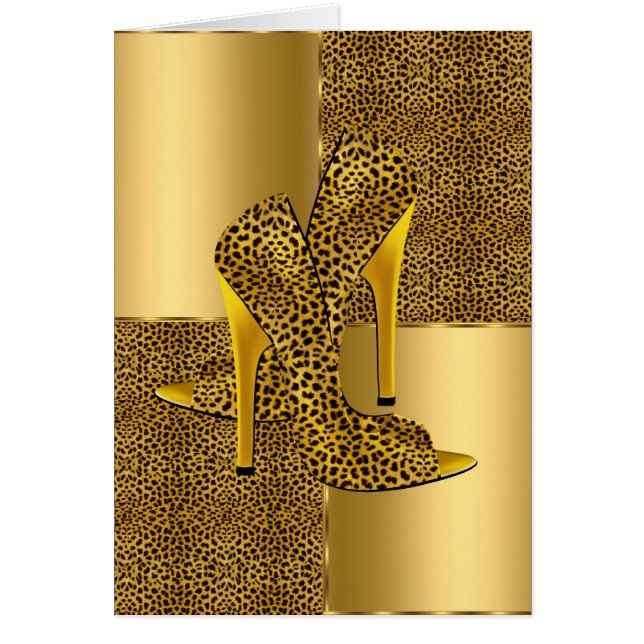 Elegant Gold Leopard High Hielschoen Dier (Voorkant)