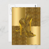 Elegant Gold Leopard High Hielschoen Dier Briefkaart (Voorkant / Achterkant)