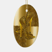 Elegant Gold Leopard High Hielschoen Dier Keramisch Ornament (Rechts)
