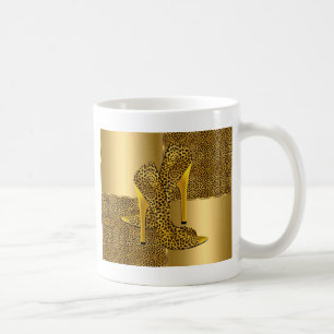 Elegant Gold Leopard High Hielschoen Dier Koffiemok