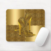 Elegant Gold Leopard High Hielschoen Dier Muismat (Met muis)
