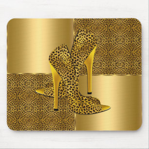 Elegant Gold Leopard High Hielschoen Dier Muismat
