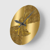 Elegant Gold Leopard High Hielschoen Dier Ronde Klok (Hoek)