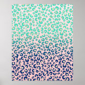 Elegant Gold leopard print Blue Mint Gradient Roze (Voorkant)