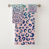 Elegant Gold leopard print Blue Mint Gradient Roze Bad Handdoek (Insitu)
