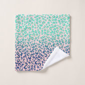 Elegant Gold leopard print Blue Mint Gradient Roze Bad Handdoek (Wasdoekje)