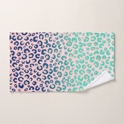 Elegant Gold leopard print Blue Mint Gradient Roze Bad Handdoek (Handdoek)
