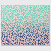 Elegant Gold leopard print Blue Mint Gradient Roze Cadeaupapier (Vlak)