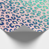 Elegant Gold leopard print Blue Mint Gradient Roze Cadeaupapier (Hoek)