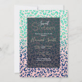 Elegant Gold leopard print Blue Mint Gradient Roze Kaart (Voorkant)