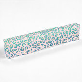 Elegant Gold leopard print Blue Mint Gradient Roze Naambordje