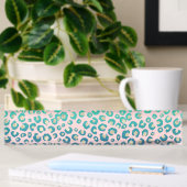 Elegant Gold leopard print Blue Mint Gradient Roze Naambordje