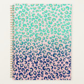 Elegant Gold leopard print Blue Mint Gradient Roze Planner (Voorkant)