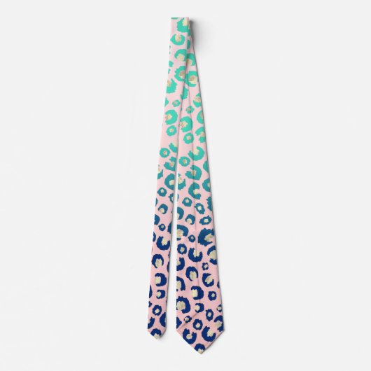 Elegant Gold leopard print Blue Mint Gradient Roze Stropdas (Achterkant)