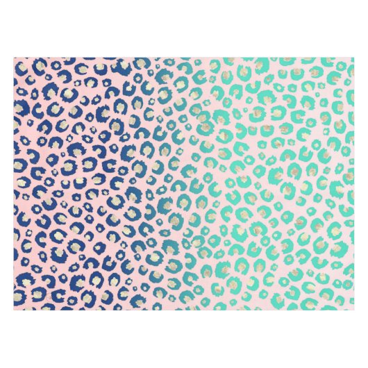 Elegant Gold leopard print Blue Mint Gradient Roze Tafelkleed (Voorkant (Horizontaal))