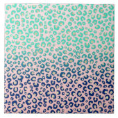 Elegant Gold leopard print Blue Mint Gradient Roze Tegeltje (Voorkant)