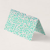 Elegant Gold leopard print Blue Mint Gradient Roze Visitekaartje (Achterkant)