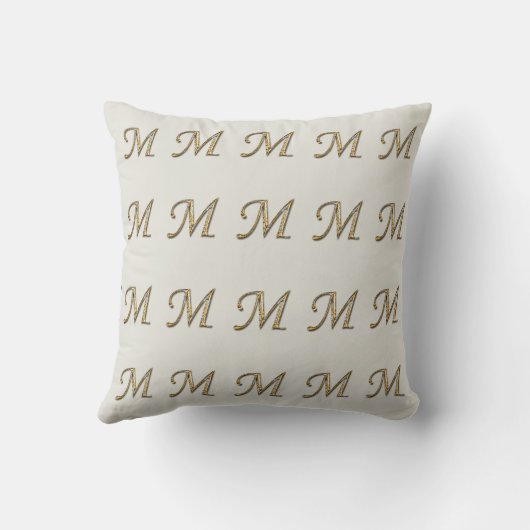 Elegant Gold Letter M Monogram Wedding Keepslag Kussen (Achterkant)