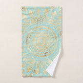 Elegant Gold Light Blauwgroen Mandala Floral Bad Handdoek (Handdoek)