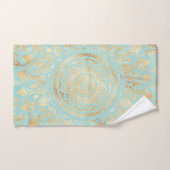 Elegant Gold Light Blauwgroen Mandala Floral Bad Handdoek (Handdoek)