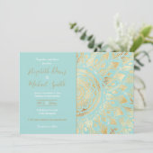 Elegant Gold Light Blauwgroen Mandala Floral Kaart (Staand voorkant)