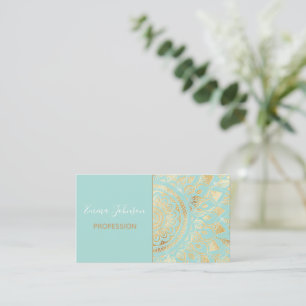 Elegant Gold Light Blauwgroen Mandala Floral Visitekaartje