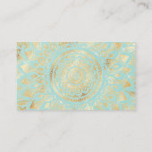 Elegant Gold Light Blauwgroen Mandala Floral Visitekaartje (Achterkant)