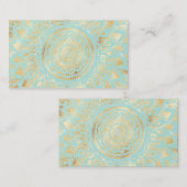 Elegant Gold Light Blauwgroen Mandala Floral Visitekaartje (Voorkant / Achterkant)