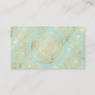 Elegant Gold Light Blauwgroen Mandala Floral Visitekaartje