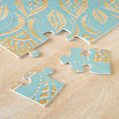 Elegant Gold Light Teal Mandala Floral Legpuzzel (Zijkant)