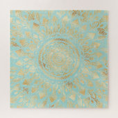 Elegant Gold Light Teal Mandala Floral Legpuzzel (Horizontaal)