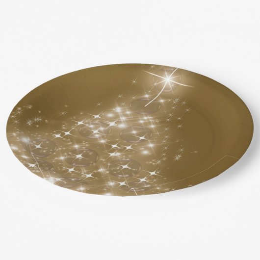 Elegant Gold Lighting-kerstboom Papieren Bordje (Gekanteld)