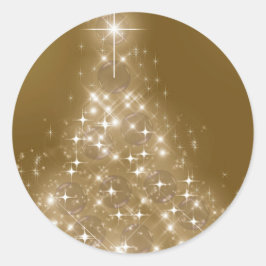 Elegant Gold Lighting-kerstboom Ronde Sticker