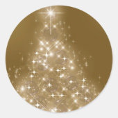 Elegant Gold Lighting-kerstboom Ronde Sticker (Voorkant)