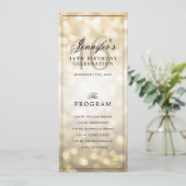 Elegant Gold Lights 16th Birthday Program Menu  Kaart (Staand voorkant)