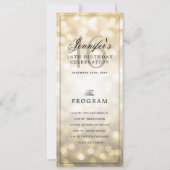 Elegant Gold Lights 16th Birthday Program Menu  Kaart (Voorkant)